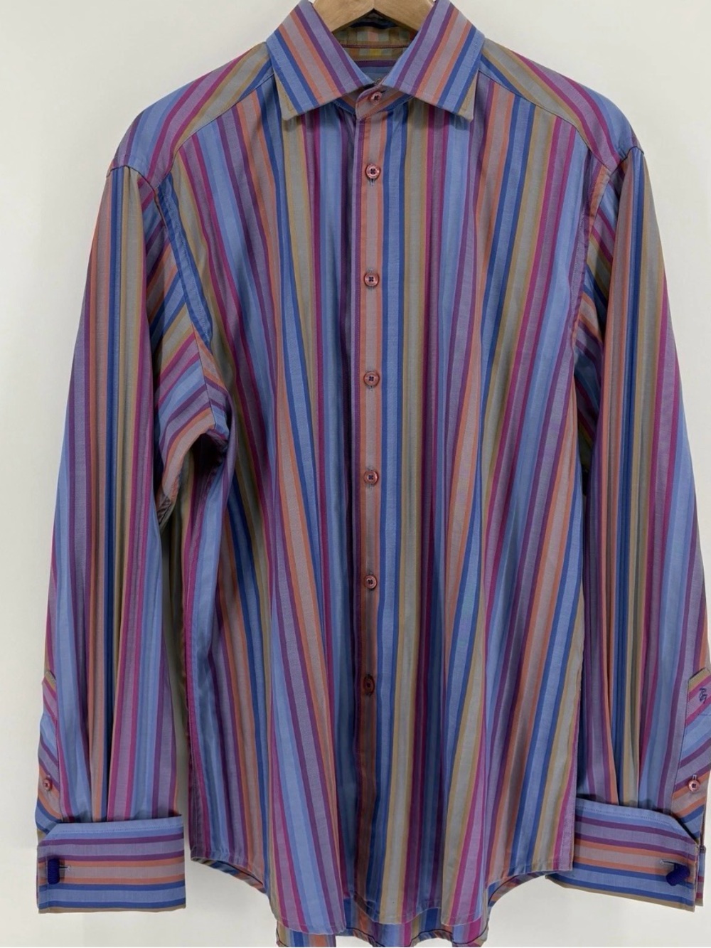 Robert Graham Men’s Large Striped Multicolor Long Sleeve Button Up Shirt